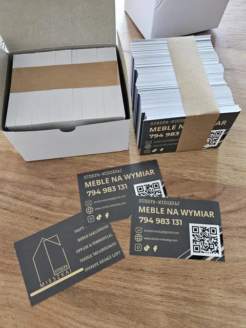 Wizytówki Strefa Mieszkaj - meble na wymiar, z kodami QR
