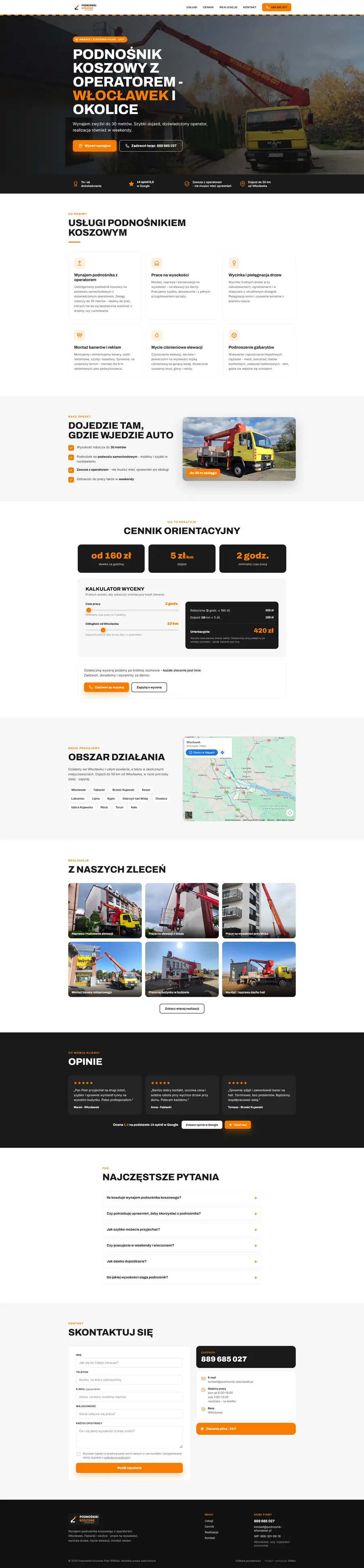Full Podnośnik Włocławek website - screenshot to scroll