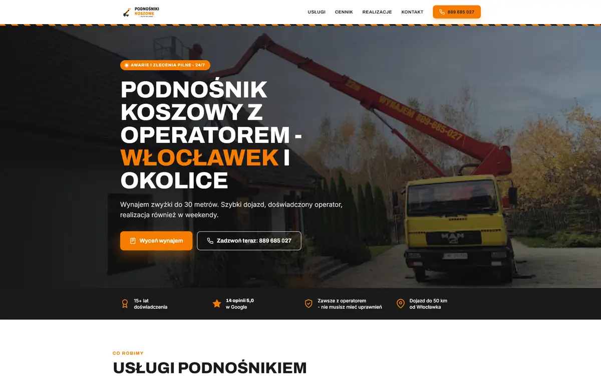Podnośnik Włocławek website - home page view